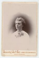 Antique Circa 1880s Cabinet Card Beautiful Young Woman Quincy Art Co. Palmyra MO picture