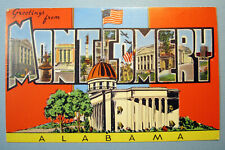 Montgomery Alabama AL Linen Large Letter Greetings From Vintage Postcard PC 2624 picture