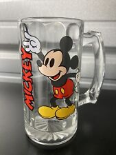 Vtg MICKEY MOUSE Glass Mug Beer Stein Walt Disney Productions Collectible Cup picture