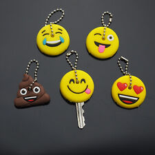 5x PCS Lot - Cute Cartoon Silicone Keychain Emoji Faces Key Cover Caps picture