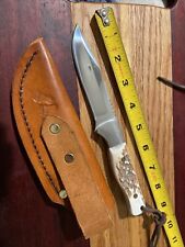 Vintage B.F. Barefoot Custom Knife 1995 Stag Scales & Orig Sheath USA picture