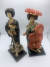 2 Vintage Japanese 15” Doll Kimono Geisha Need Cleaning And Repair See Photos picture