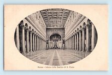 Basilica of Saint Paul Inside View Interno della  Rome Italy Vintage Postcard B8 picture