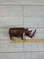 VTG Hand Carved Wooden Rhinoceros Solid Wood Rhinoceros Figurine  picture