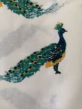 OPAL HOUSE  Peacocks Pattern 100% Cotton Flat Sheet - Queen Green picture