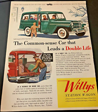 1954 Willys Jeep Station Wagon - Vintage Illustrated Color Print Ad / Wall Art picture