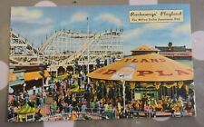 1949 Roller Coaster ROCKAWAY'S PLAYLAND Beach Queens NYC Linen Post Card picture