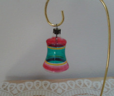 Vintage Unsilvered Glass Bell Christmas Ornament Feather Tree - Striped - 2.5 In picture