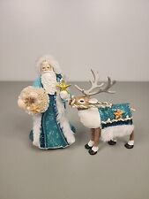 Hallmark 2021 Father Christmas Reindeer Limited Quantity Ornament Set Of 2 Blue picture
