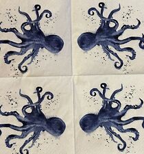 TWO Individual Cocktail Napkins For Decoupage Sea Marine Beach Coast octopus picture