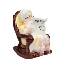 Vintage Lefton Ceramic Grandma Retirement Fund Piggy Bank With Stopper picture