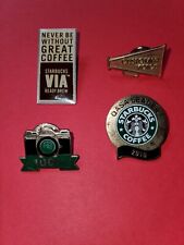Lot of 4 Starbucks Coffee Company Employee Lapel Pins 2010 QASA Camera Mega Via picture