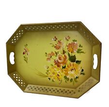 Vntg Nashco Hand Painted Metal Floral Serving Tray 20