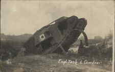 Tank WWI Battle of Cambrai ENGLISH TANK c1914 Real Photo Postcard picture