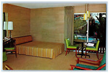 Carousel Motel Interior Bedroom Scene Fresno California CA Vintage Postcard picture