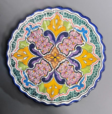 Hernandez Pue Mexico Rare Talavera Signed Pottery Plate Dish Bowl Bright Colors picture