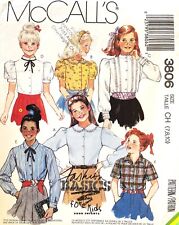 1980's McCall's Girls' Blouse Pattern 3806 Size 7-10 UNCUT picture