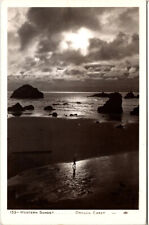Postcard OR Western Sunset Oregon Coast Beach Pacific Ocean RPPC picture