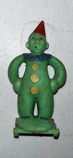 VINTAGE Dirty Green ROSBRO 1950’s HARD PLASTIC CLOWN PULL TOY Candy Container picture