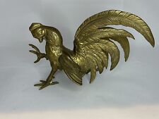 Vintage Heavy Brass Rooster Cock Sculpture Figure Heavy 3lbs 6.9oz Very Unique picture