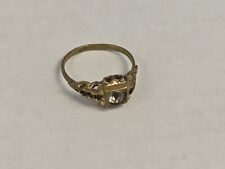 Antique Old Brass RING Jewelry Artifact with glass stones Size 6.5 picture