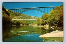 WV-West Virginia, New River Gorge Bridges, Steel Arch Bridge, Vintage Postcard picture