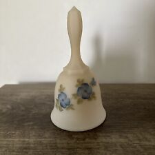 Fenton Cameo Satin Glass Bell Blue Dogwood Hand Painted Artist Signed picture