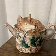Vintage 1990 Fitz and Floyd Sleeping Fox Teapot RETIRED picture