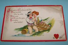 TUCK VALENTINE VINTAGE POSTCARD  --   JACK AND JILL  --1909 POSTED picture
