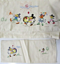 1930s Vtg Disney Mickey Mouse Band Linen Embroidery Coverlet Pillow Case picture