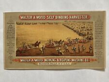 Walter Wood Self Binding Harvester Victorian Trade Card Horses Plow Wheat Mower picture
