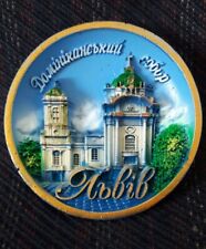 Ukrainian Refrigerator Magnet Blue 3D Image Resin Plate Dominican Cathedral Lviv picture