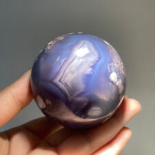 1pc Natural blue Cherry blossom agate Quartz Crystal sphere Healing gift picture