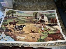 Rare 1957 Farm Scene Poster Vintage Art Field Enterprises Childcraft 27x40 picture