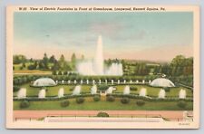 Electric Fountain Greenhouse Longwood Kennett Square Pa Linen Postcard No 5108 picture
