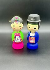 VTG Hand Painted Korean Traditional Bride And Groom Wooden 6” Figurines picture