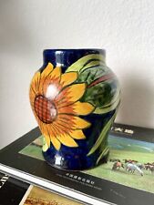 Vintage Talavera Mexican Pottery Sunflower Glazed Vase Planter Crock picture