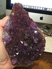 LG. AMETHYST CRYSTAL CLUSTER  CATHEDRAL GEODE  BRAZIL  WOOD  STAND  picture