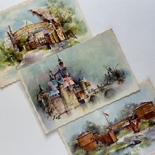 RARE Vintage Set of 3 Disneyland Watercolor Postcards - 1965 Hallmark picture