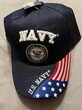 US Navy Eagle Baseball Hat Cap Embroidered Stars Stripes Logo Blue Licensed NEW picture