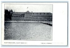 1906 Olcott Beach Hotel Building Lake Front Bridge New York NY Antique Postcard picture