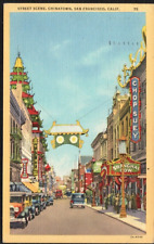 California Postcard San Francisco Chinatown Street Scene Posted 1945 picture