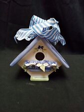Vintage Mud Pie Pansy Decorative Birdhouse Blue Flowers 4.5