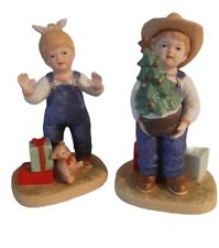 Vtg. 1985 Homco Denim Days  Christmas Gifts Surprise  #1523 -Debbie and Danny picture