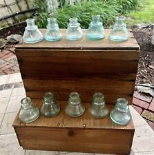 10 Late 1800’s Cone Ink Bottles, Blue, Apple and Aqua Colors picture