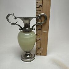 French Vintage Miniature Brass & Onyx Flower Vase picture