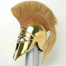 Medieval Greek Style Corinthian Helmet With Plume Armor Gold Greek Helmet Knight picture