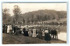 1907 Amherst MA Massachusetts Rope Pull Tug Of War in Lake RPPC Postcard picture