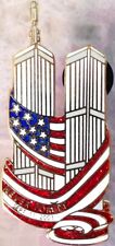 NEVER FORGET 9/11/01 Twin Towers with USA Flag WTC PIN #1 911 Tribute Memorial picture