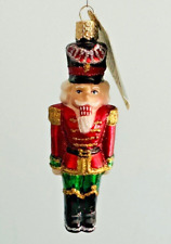 OLD WORLD CHRISTMAS Blown Glass NUTCRACKER GENERAL Tree Ornament IN BOX 44043 picture